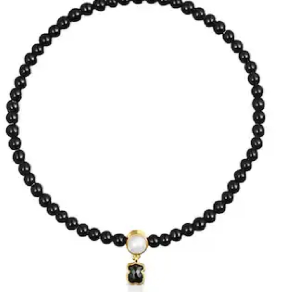 TOUS Glory Bracelet in Onyx and Silver Vermeil 18k gold with Pearl